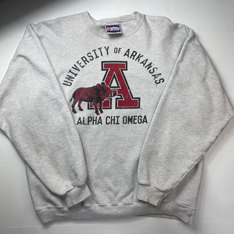 VTG University Of Arkansas Alpha Chi Omega Men XL Crewneck Sweatshirt Razorbacks Cover