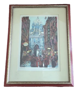 John Speirs, litografia, "Città più romantiche del mondo", Vienna, anni 80, arte vintage - Foto 1 di 9