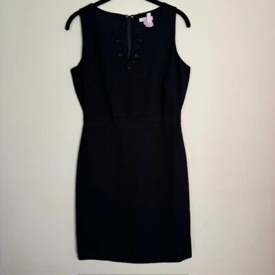 Garnet Hill Navy Blue Sleeveless Dress Jewel Embellished Neck Line Size 6 - Image 1 of 4