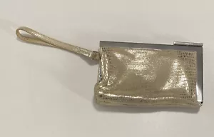 Calvin Klein Metallic Gold embossed animal print Clutch Handbag Silver Trim. - Picture 1 of 10
