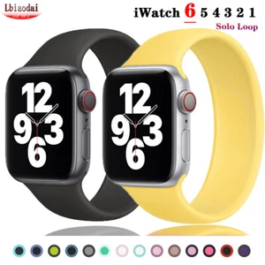 Silicone Solo Loop Strap for Apple Watch 6 Band 44mm 40mm iWatch band 38mm 42mm - Picture 1 of 17