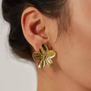 Flower Stud Earrings - Vintage Gold Color Earring Ear Studs Women Jewelry Gifts - Picture 1 of 24