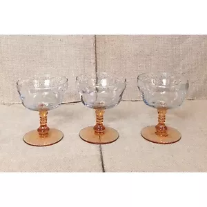 Vintage Klar & Braunglas Dessert Standschale Set Landhaus Feenkern Elegant - Bild 1 von 5