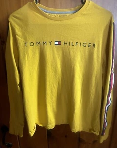 Tommy Hilfiger Athletic Mens Classic Pullover Shirt Yellow 1990's Vintage S Pics - Picture 1 of 5