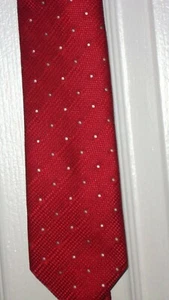 ***JACOB ALEXANDER MEN'S TIE RED WHITE POLKA DOTS HAND MADE MICROFIBER NWT - Picture 1 of 1