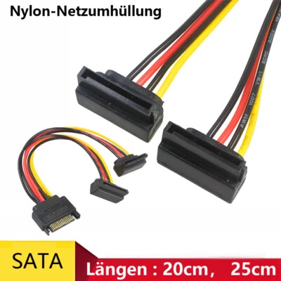 SATA Kabel Adapter Stromkabel 15-Pin auf 2x 4-Pin SATA zu IDE SATA PC 20cm/25cm - Bild 1 von 4