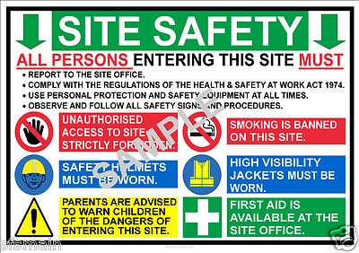 COMPLIANCE POSTERS UK CONSTRUCTION BUILDING SITE HEALTH SAFETY A3 OR A4 SIGN POSTER LAMINATED DURABLE