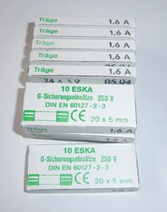10 Stück Feinsicherungen 1,6AT 5x20mm Glassicherung 250V DIN EN 60127 2-3 - Bild 1 von 1