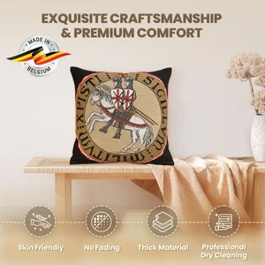 Sceau Templier European Cushion Cover Home Decor Belgian Throw Pillow 18x18 - Picture 1 of 15