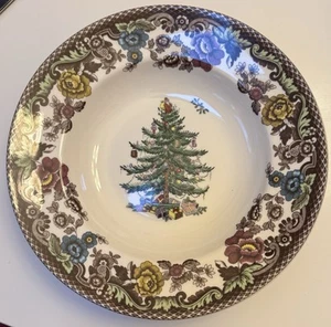 Set (8) Spode Christmas Tree Grove Suppenschüsseln mit Rand 9 Zoll - Bild 1 von 3
