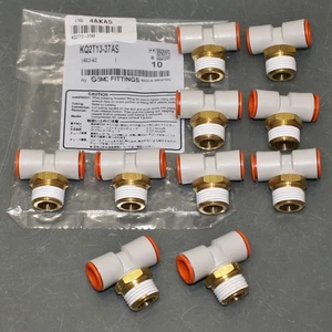 (10) SMC Tee Fitting KQ2T13-37AS, 1/2" x 1/2" Push to Connect, 1/2" NPT - Picture 1 of 5