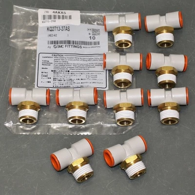 (10) SMC Tee Fitting KQ2T13-37AS, 1/2" x 1/2" Push to Connect, 1/2" NPT - Image 1 of 4