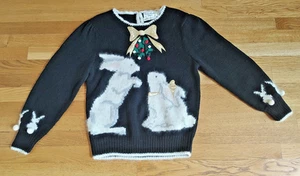 MARISA CHRISTINA Christmas Bunny SMALL Rabbit Sweater Pullover schwarz Mistelzweig - Bild 1 von 8