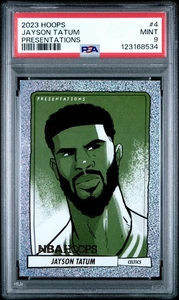 2023-24 Panini NBA Hoops Jayson Tatum Presentations PSA 9 #4 MINT SSP Case Hit - Bild 1 von 3