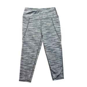 Z by Zella Leggings Girls Small 7/8 Gray Heather Wide Waistband Pull on Stretch - Picture 1 of 11