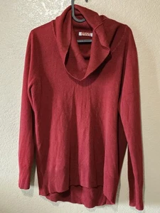 Carol Rose Mauve Soft Plush Cowl Neck Knit Burgundy Size XL - Picture 1 of 3
