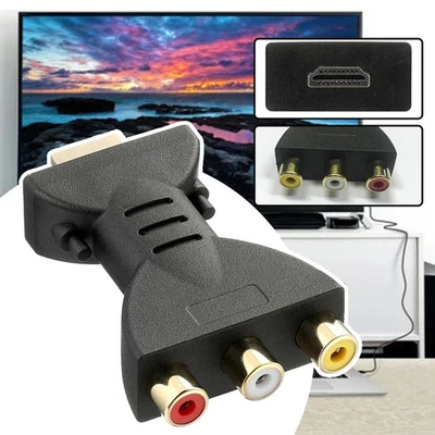 Quality AV Audio Video Adapter Converter HDMI Male to 3RCA TV Computer PC Camera - Image 1 of 4