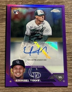 2023 Topps Chrome Ezequiel Tovar RC Auto Purple Refractor /250 #AC-ET Rookie - Bild 1 von 2