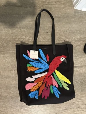 KATE SPADE Parrot Black Tote Bag Purse Sequin Bird Kitt Embellished / NWT - Image 1 of 4
