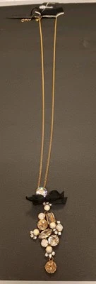 J. Crew жемчуг и бронзовый кристалл винтажный подвеска арт-деко заявление ожерелье - Изображение 1 из 4