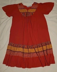 National House Patio Dress Paprika Lg Crinkle Textur Muumuu Pullover Artsy Boho - Bild 1 von 10
