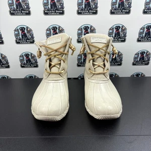 Sperry Saltwater Duck Boots Women’s Size 8 Beige Tan STS85912 Waterproof Zip - Picture 1 of 7