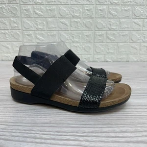 Munro Pisces Slingback Sandal Womens 9 1/2W Black Beige Open Toe Slip On Leather - Picture 1 of 9