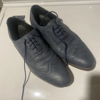 Sapatos de couro azul Luciano - Imagem 1 de 4