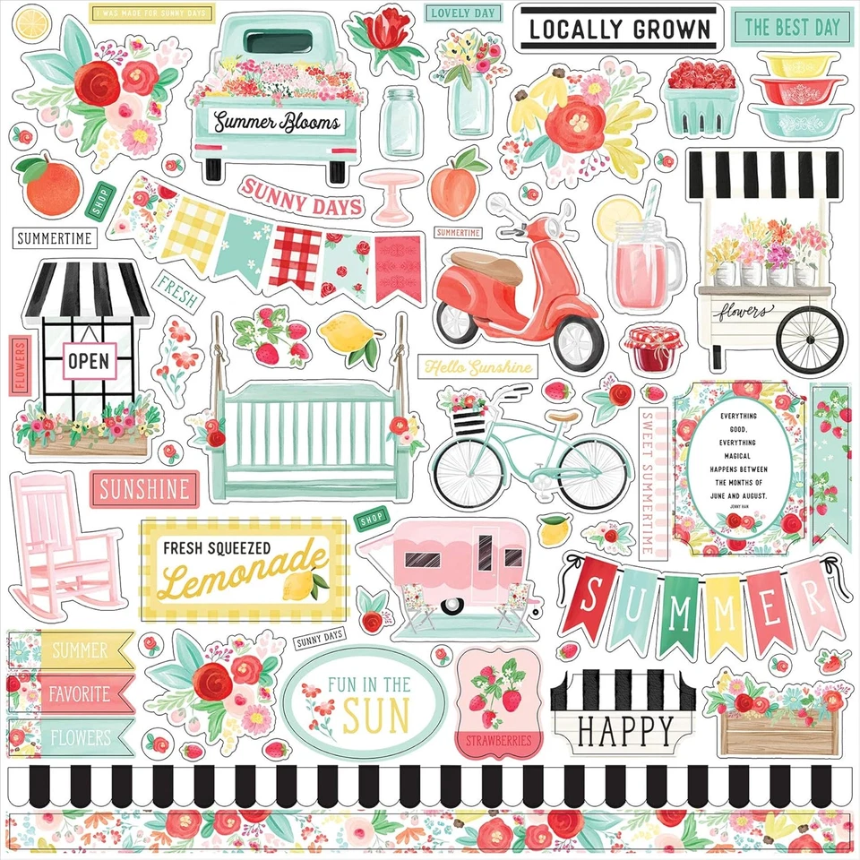 Carta Bella Paper  Summer Market Element Sticker, Red, Pink, Green, Yellow, Blac - Image 1 of 1
