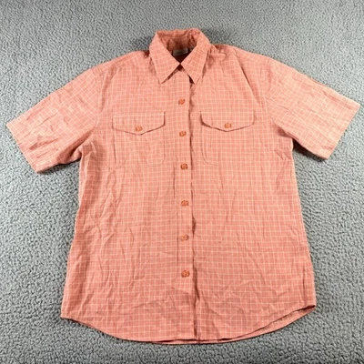 Modern Essentials Orange Mens S Windowpane Check Short Sleeve Button up Shirt - Image 1 of 4
