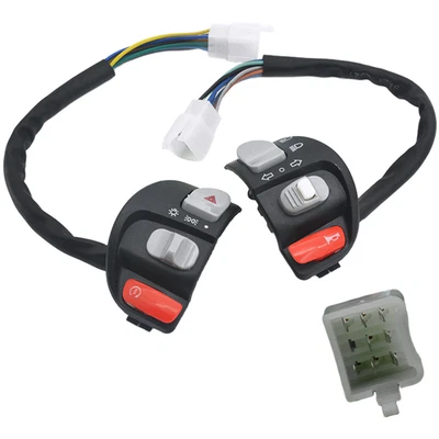 Handlebar Switch Set for Motorcycles with 8 Pin Connector Left and Right Side - Image 1 of 4