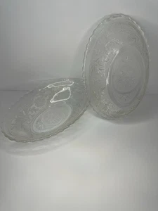 MCM Indiana Sandwich Glas Floral Klar 2er Set Oval Servierschalen 8,75"x5,75" - Bild 1 von 20