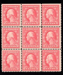 MOMEN: US STAMPS #505 5c ERROR IN BLOCK OF 9 MINT OG NH LOT #92043 - Picture 1 of 2