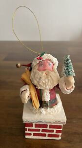 Vintage Santa Claus Chimney With Gift Sack Paper Mache Christmas Ornament R.O.C.