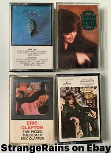 Rock Music 4 Cassette Tape Lot Eagles Clapton Bonnie Raitt Rod Stewart TESTED - Picture 1 of 3
