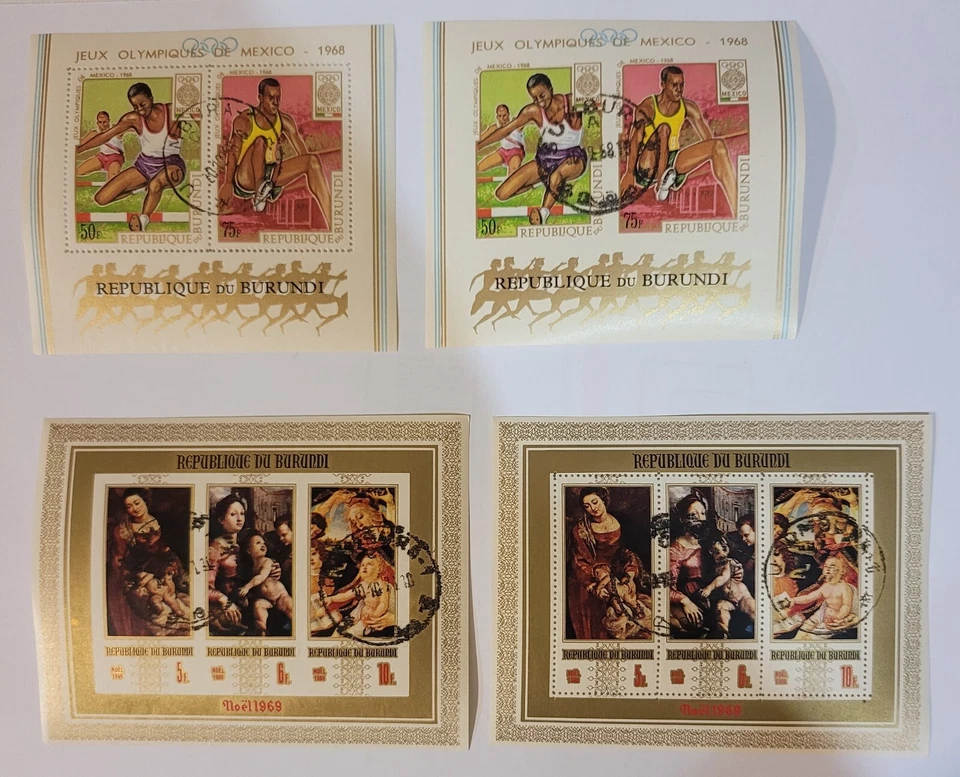 VTG BURUNDI SOUV SHEET STAMPS REP. DU BURUNDI, LOT - 25, OLYMPICS, ARTS, MEM. MH - Image 1 of 4