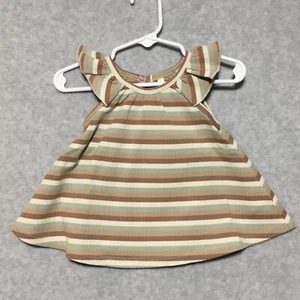Quincy Mae 0-3M Stripe Swing Dress with Matching Bloomers Brown Green Cream Stri - Picture 1 of 10