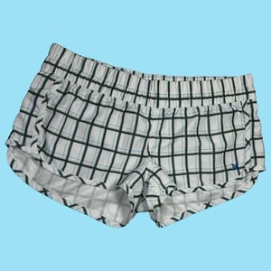 HURLEY Womens White Blue Black Plaid Size Small Athletic Shorts - Picture 1 of 5