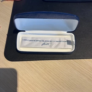 Lacoste Dark Blue Eyeglass Case Inside Cream  With Cloth - Picture 1 of 2