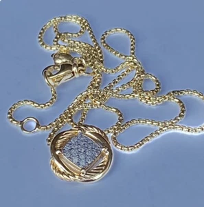 David Yurman 18k Diamond Infinity 17” Box Chain Necklace $2250+ Mint 8.5g 0.6” - Picture 1 of 15