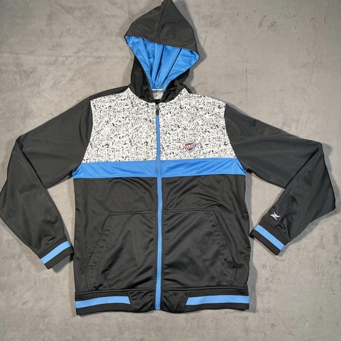 NBA OKC Thunder Zipway Full Zip Hoodie Sweatshirt Black Blue Size Large Cover