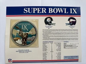 SUPER BOWL 9~ Steelers V. Vikings Franco Harris OFFICIAL NFL SB IX PATCH CARD - Picture 1 of 1