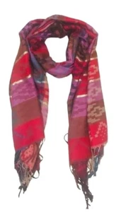 Pashmina Style Shawl/scarf- Brown,red,pink Aztec Stripe - Picture 1 of 2