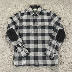 Roots Canada Shirt Mens Small Flannel Button Up Long Sleeves Elbow Patches - Picture 1 of 10