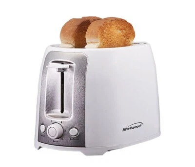 Brentwood 800W 2 Slice Cool Touch Extra Wide Slot White Toaster Stainless Steel - Image 1 of 4