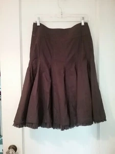Cabi Skirt Womans Size 2, A-line Flare Midi Boho, Brown Cotton - Picture 1 of 9