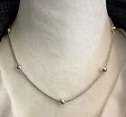 Vintage 925 Sterling Silver Beaded Snake Chain 16 in Necklace