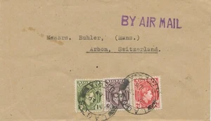 NIGERIA beautiful three-color frankature on superb airmail cover to Switzerland - Picture 1 of 3