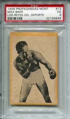 1946 Propagandas Montiel Los Reyes Yellow 13 Max Baer PSA 3 Boxing Card Pop1/0hi - Image 1 of 2