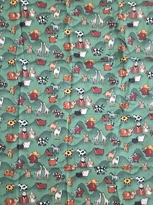 Хлопчатобумажная ткань для квилтинга 45 «X48» Ноев ковчег от Fabri-Quilt животные принт зеленый - Изображение 1 из 4